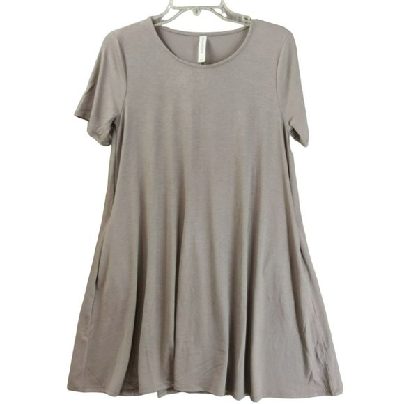 Zenana Premium Women's Size Large Grey Tunic Flare Midi Pockets - Picture 1 of 9